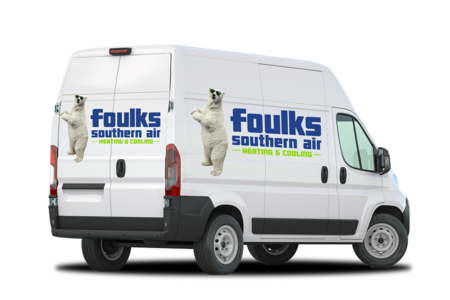 foulks southern air white van with light green and dark blue lettering