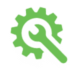 green wrench inside of a gear icon