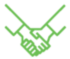 green outline of two people shaking hands icon